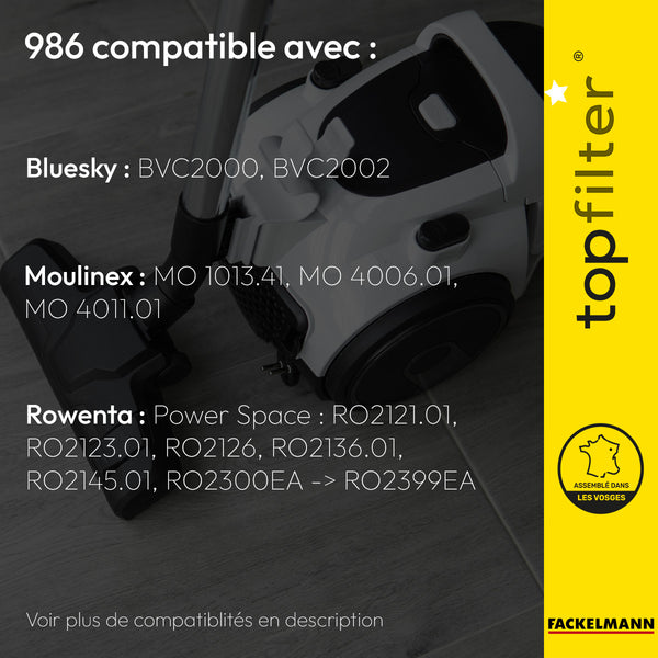 lot de 4 sacs aspirateur Topfilter compatibles avec les aspirateurs Moulinex et Rowenta